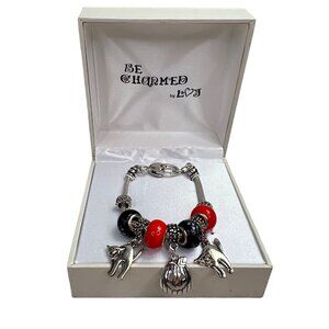 Be Charmed LOJ Halloween Charm Bracelet Silver Tone Cats Pumpkin Beads NIB